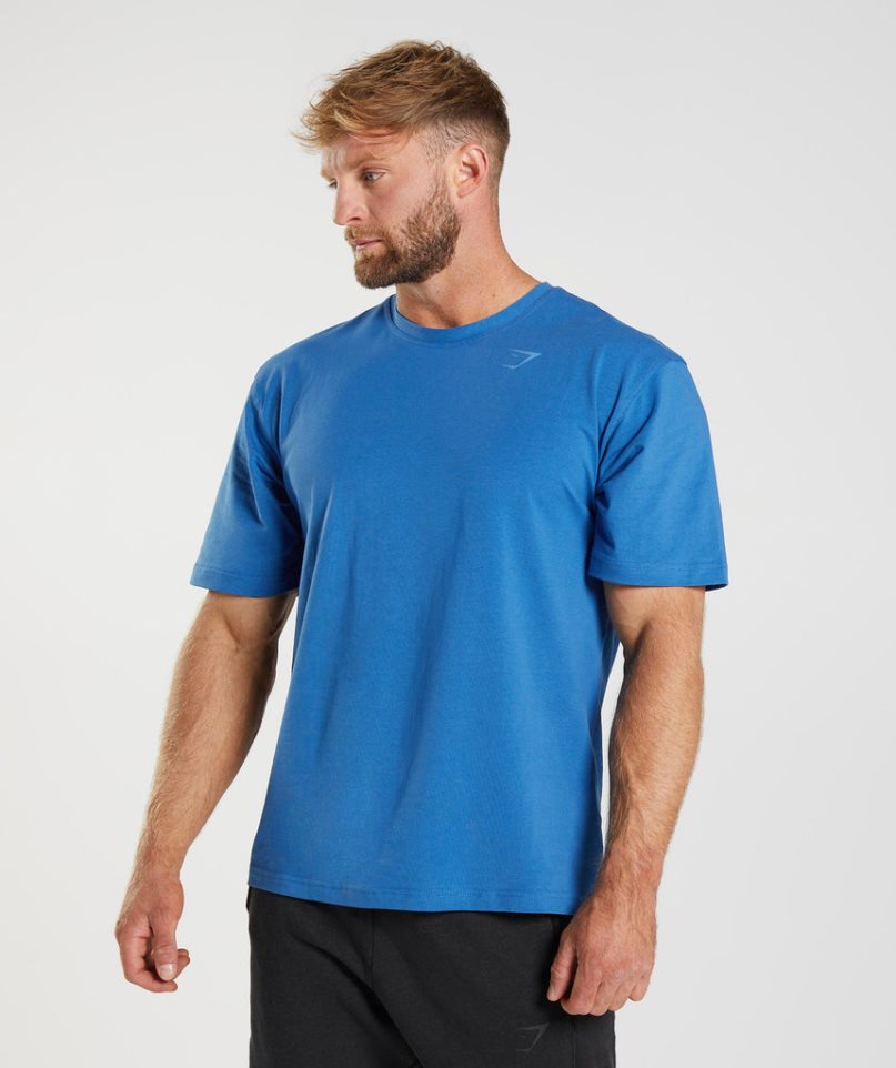 Men's Gymshark Power T-Shirts Blue | CA 53N617